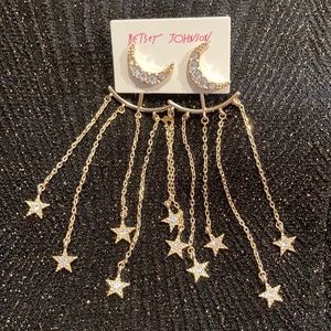 Betsy Johnson moon and star dangle earrings